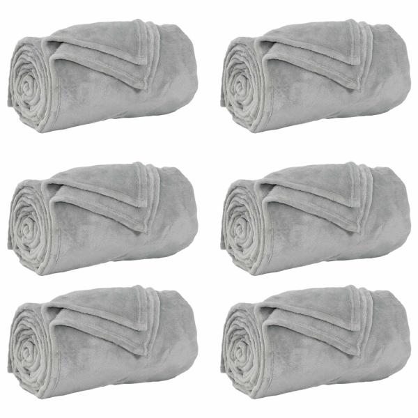 Wohndecken 6 Stk. Grau 130 x 150 cm 3.04 Fleece