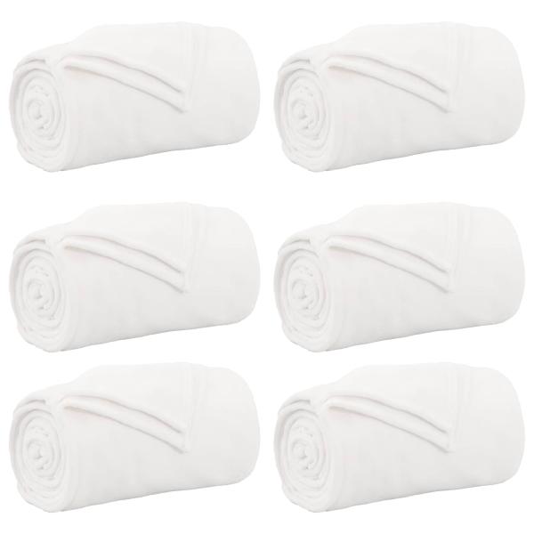 Wohndecken 6 pcs Weiß 240 x 270 cm Fleece