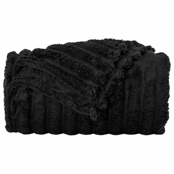 Überwurfdecke Schwarz 200 x 150 cm Fleece