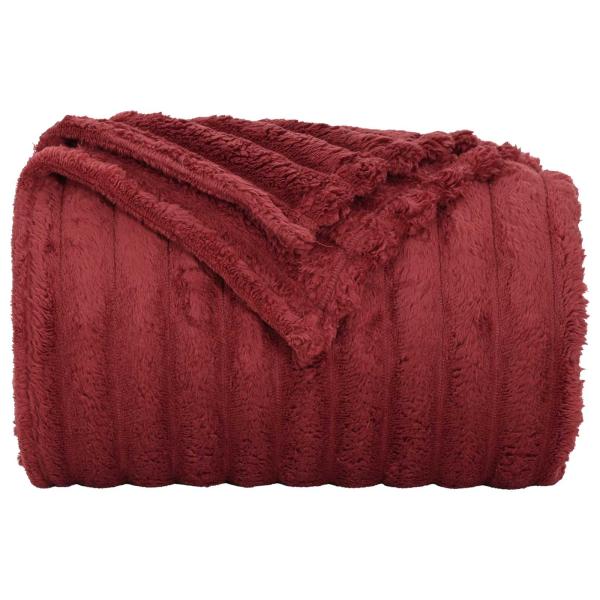 Überwurfdecke Bordeauxrot 270 x 240 cm Fleece