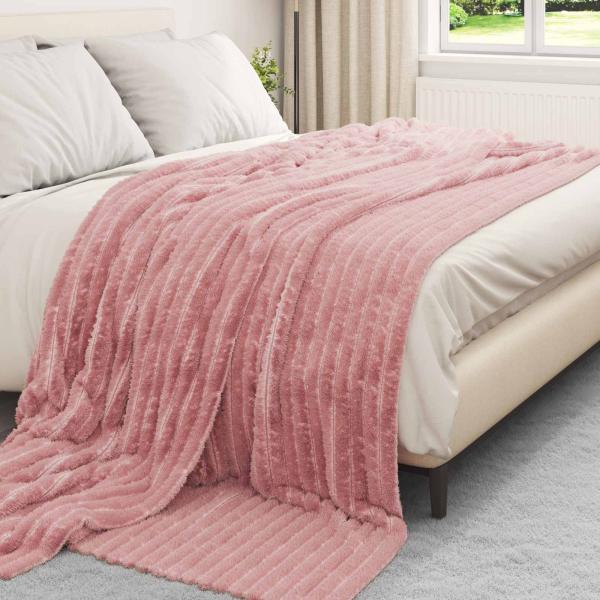 Überwurfdecke Rosa 270 x 240 cm Fleece