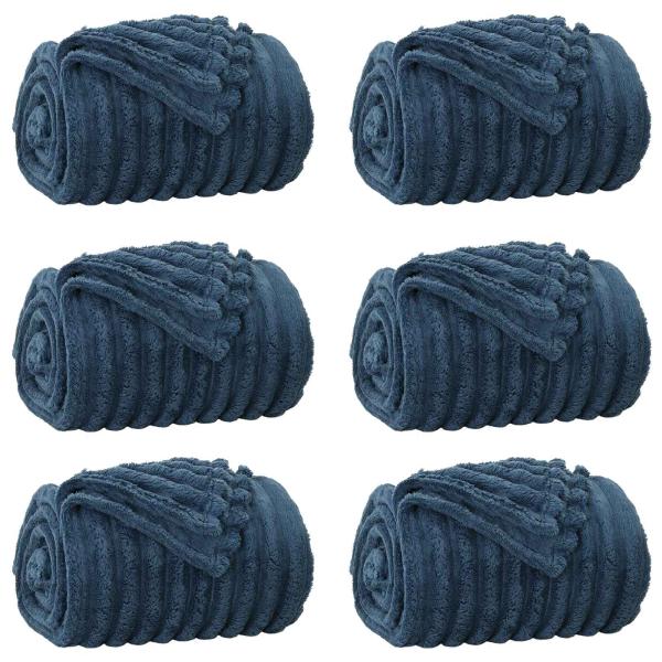 Wohndecken 6 Stück Marineblau 200 x 150 cm Fleece