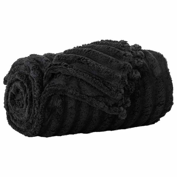 ARDEBO.de - Wohndecken 6 Stück Schwarz 150 x 130 cm Fleece