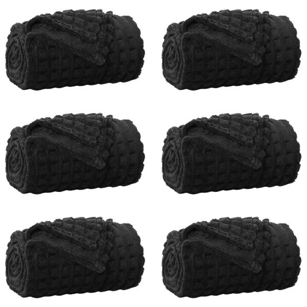 Wohndecken 6 Stück Schwarz 200 x 150 cm Fleece