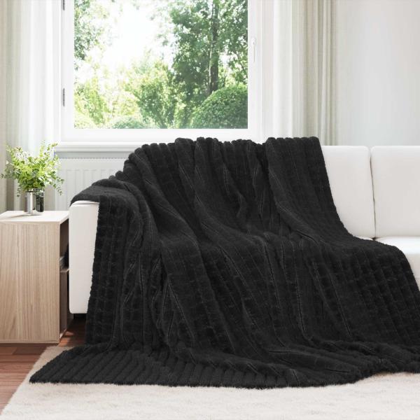 ARDEBO.de - Wohndecken 6 Stück Schwarz 270 x 240 cm Fleece