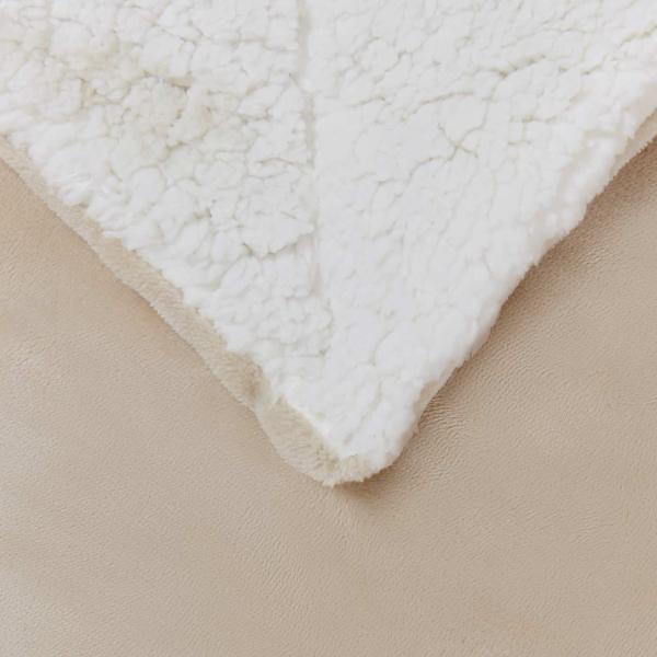 Überwurfdecke Beige 220 x 240 cm Fleece