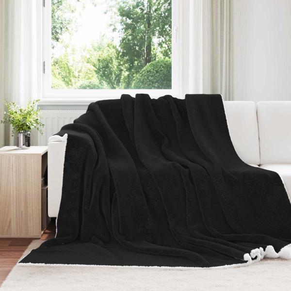 ARDEBO.de - Überwurfdecke Schwarz 240 x 270 cm Fleece