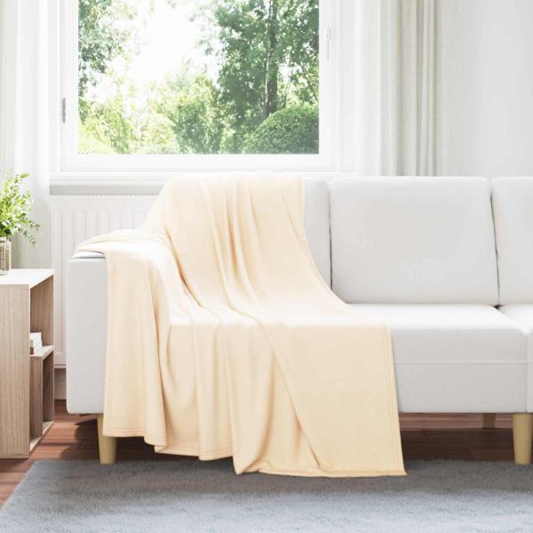 ARDEBO.de - Überwurfdecke Creme 170 x 130 cm Fleece
