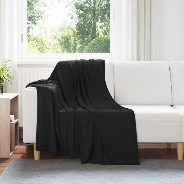 ARDEBO.de - Wohndecken 24 Stück Schwarz 170 x 130 cm Fleece