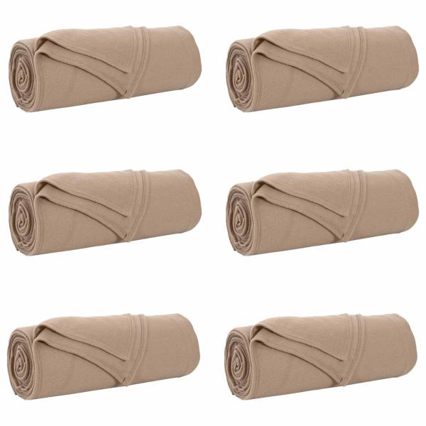 Wohndecken 6 Stück Kamel 210 x 140 cm Fleece