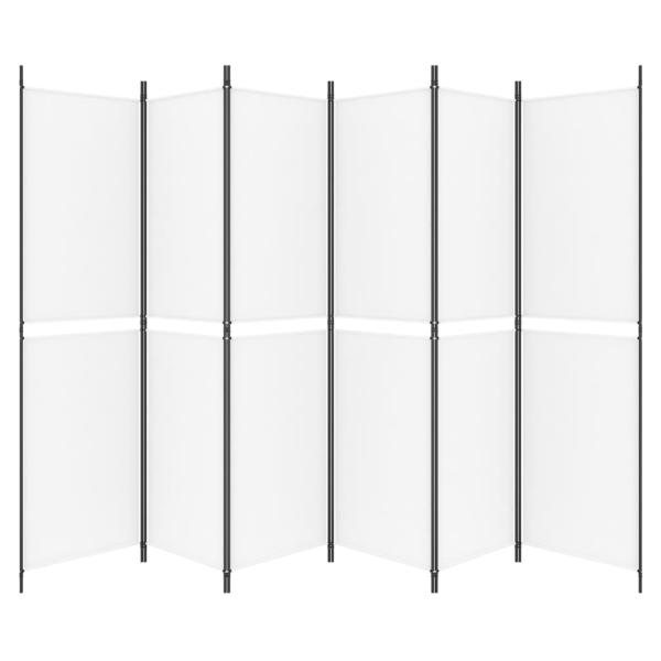 6-tlg. Paravent Weiß 300x200 cm Stoff