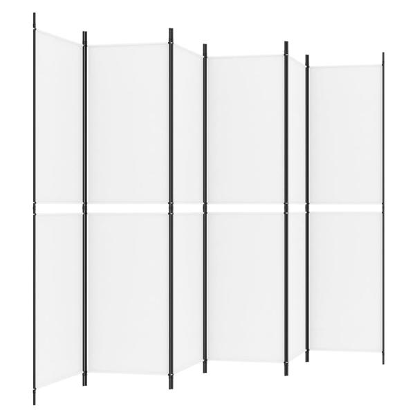 6-tlg. Paravent Weiß 300x200 cm Stoff