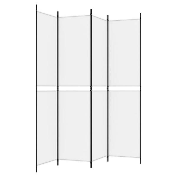 4-tlg. Paravent Weiß 200x220 cm Stoff