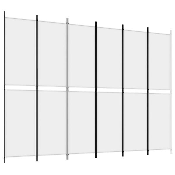 6-tlg. Paravent Weiß 300x220 cm Stoff