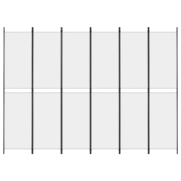 6-tlg. Paravent Weiß 300x220 cm Stoff