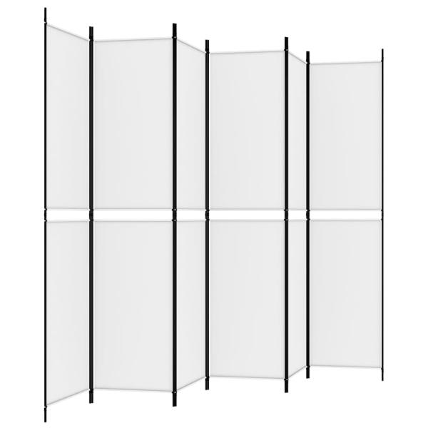 6-tlg. Paravent Weiß 300x220 cm Stoff