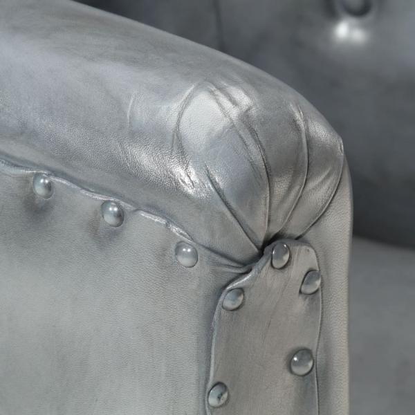Sessel Grau Echtleder