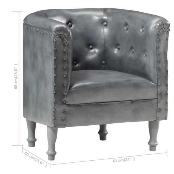 Sessel Grau Echtleder