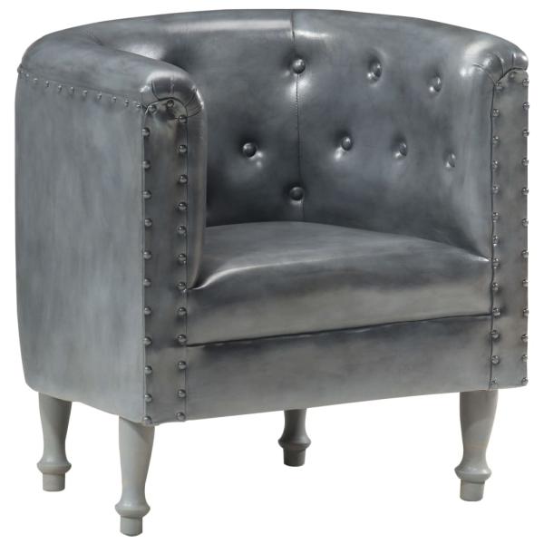 Sessel Grau Echtleder