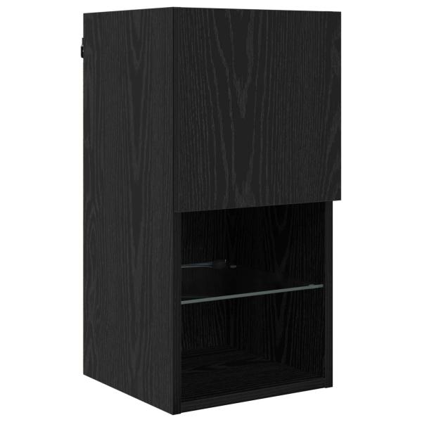 TV Wand Einheiten mit LED 6 pcs Schwarz Eichen-Optik Holzwerkstoff