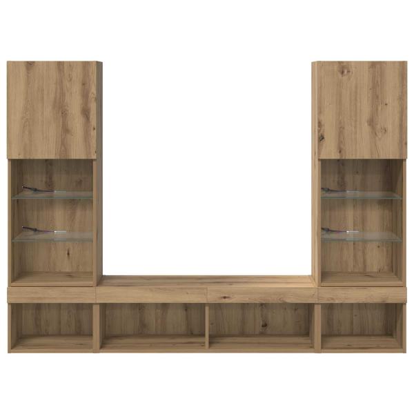 TV Wand Einheiten mit LED 5 Stück Artisan-Eiche 40,5 x 30 x 102 cm