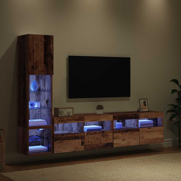 TV-Wandmöbel 4 Stk. Altholz Holzwerkstoff