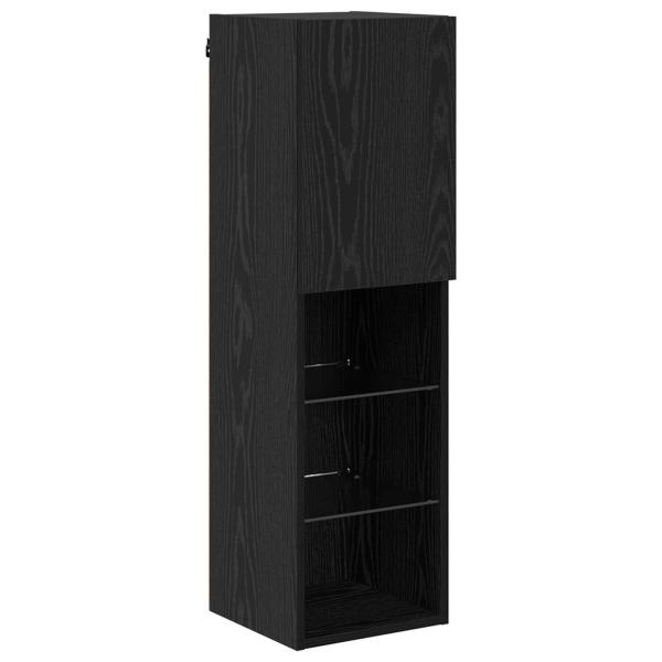 TV-Wandmöbel Wandmontiert 4 pcs Schwarz Eichen-Optik Holzwerkstoff