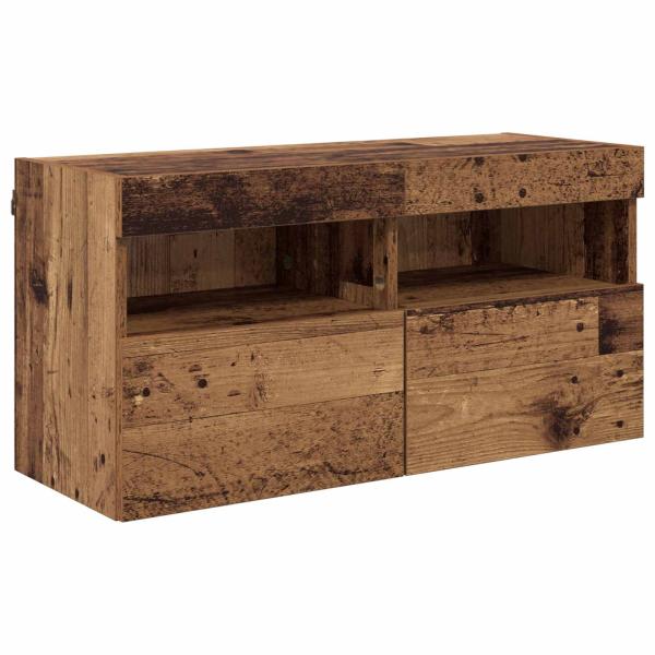 TV Wand Einheiten mit LED 5 Stück Altholz 80 x 30 x 40 cm Holzwerkstoff