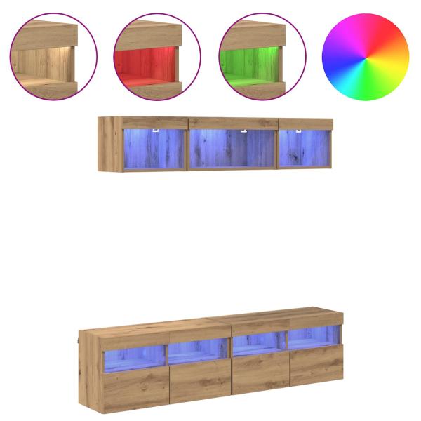 TV Wand Einheiten mit LED 5 Stück Artisan-Eiche 80 x 30 x 40 cm