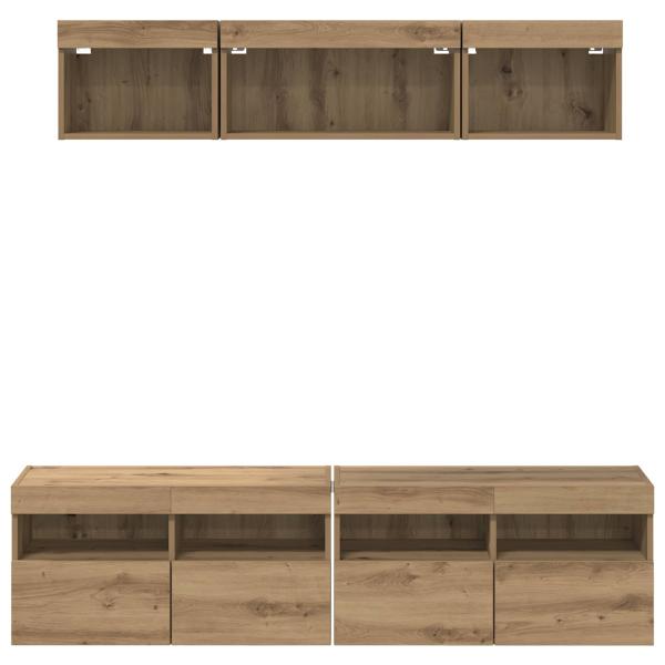 TV Wand Einheiten mit LED 5 Stück Artisan-Eiche 80 x 30 x 40 cm