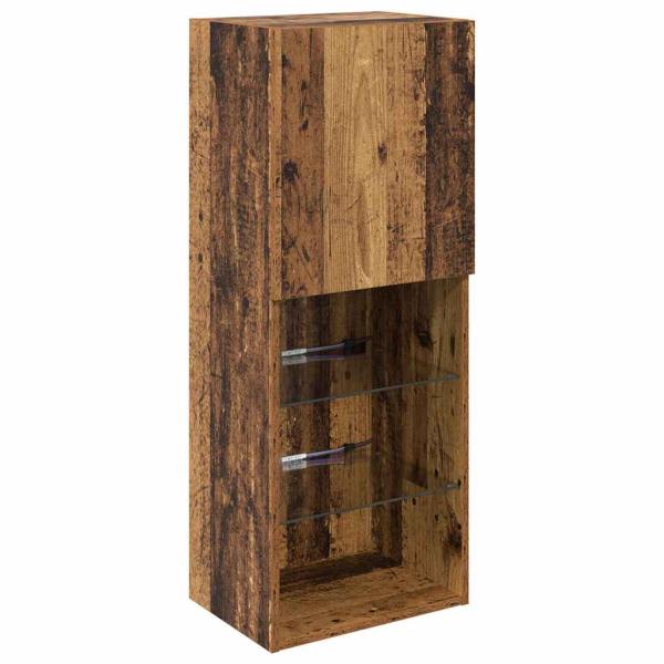 TV Wand Einheiten mit LED 5 pcs Altholz 40,5 x 30 x 102 cm