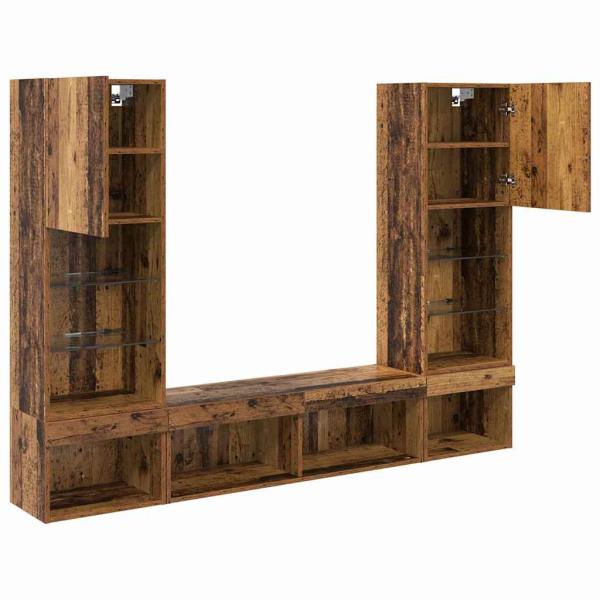 TV Wand Einheiten mit LED 5 pcs Altholz 40,5 x 30 x 102 cm