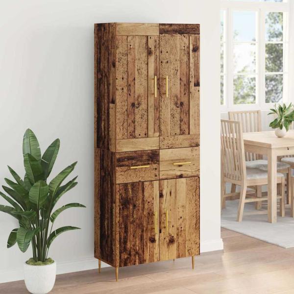 Highboard mit Schubladen Altholz 69,5 x 34 x 180 cm Holzwerkstoff