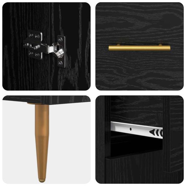 Highboard Schwarz Eichen-Optik 69,5 x 34 x 180 cm Holzwerkstoff