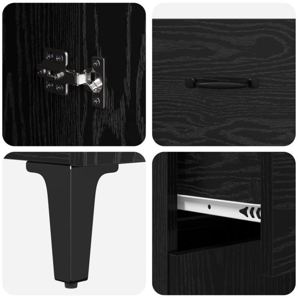 Highboard Schwarz Eichen-Optik 69,5 x 34 x 180 cm Holzwerkstoff