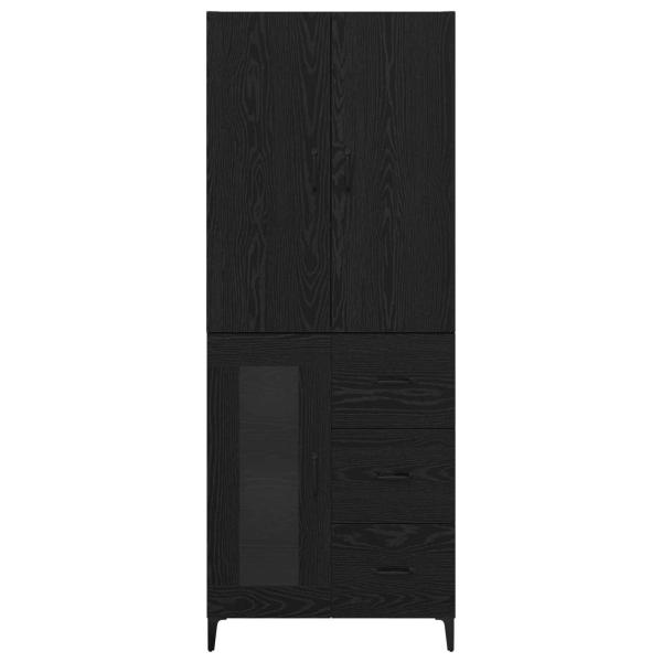 Highboard Schwarz Eichen-Optik 69,5 x 34 x 180 cm Holzwerkstoff