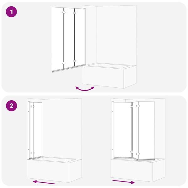 Bad-Duschschirm Schwarz 130 x 138 cm Gehärtetes Glas