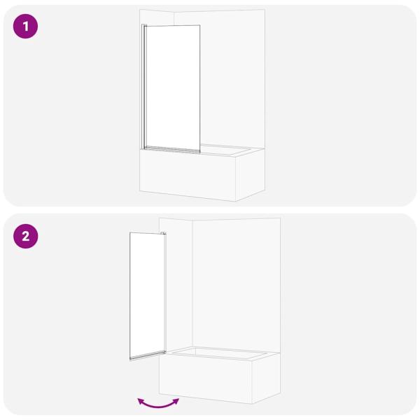 Bad-Duschschirm Schwarz 68 x 130 cm Gehärtetes Glas