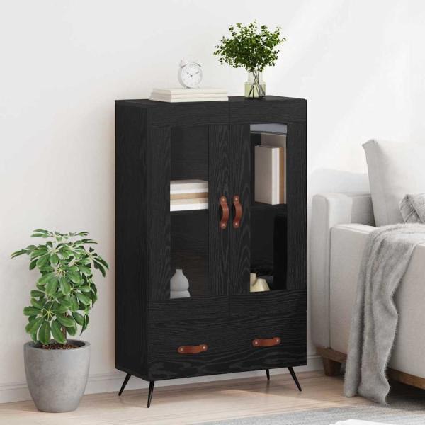 Highboard Schwarz Eichen-Optik 69,5 x 31 x 115 cm