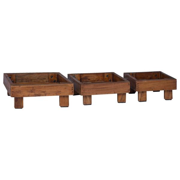Pflanzenständer 3 pcs Braun Mahagoni Holz