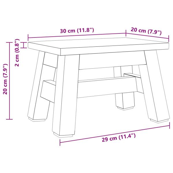 Hocker Natur 30 x 20 x 20 cm Mahagoni Holz