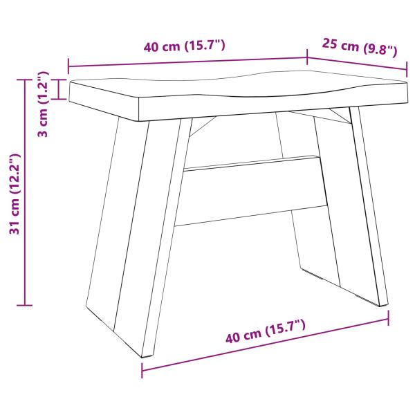Hocker Natur 40 x 25 x 31 cm Mahagoni Holz
