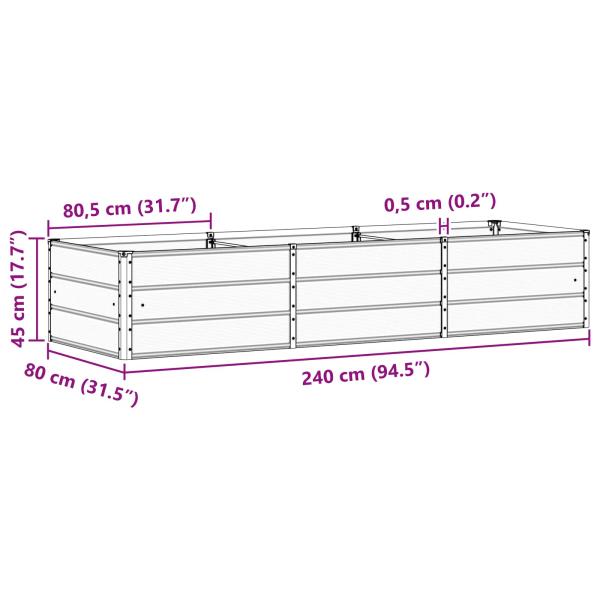Pflanzkübel Elfenbein 240 x 80 x 45 cm Stahl