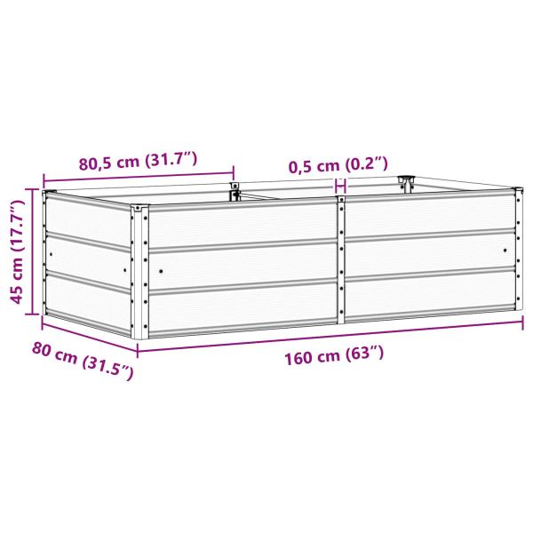 Pflanzkübel Hellgrau 160 x 80 x 45 cm Stahl
