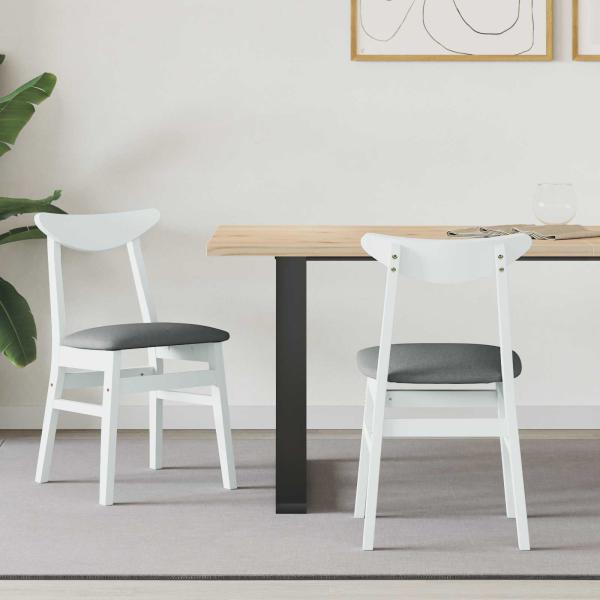ARDEBO.de - Esszimmerstühle 2 pcs Weiß 42 x 47.5 x 81 cm Massives Gummiholz