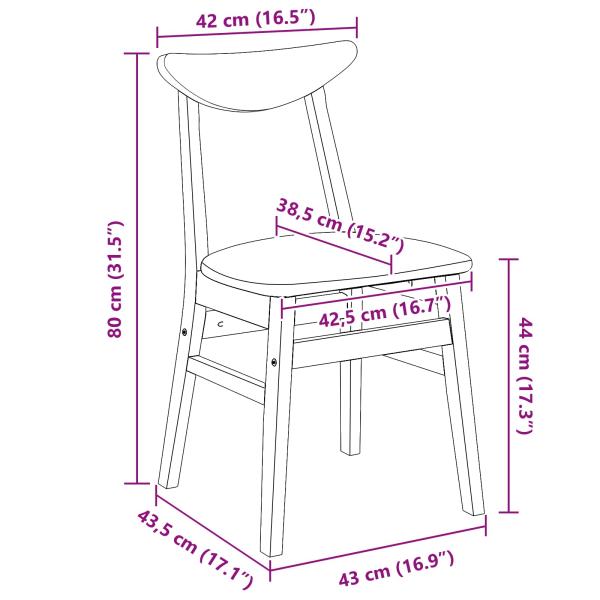 Esszimmerstühle 2 pcs Weiß 42 x 47.5 x 81 cm Massives Gummiholz