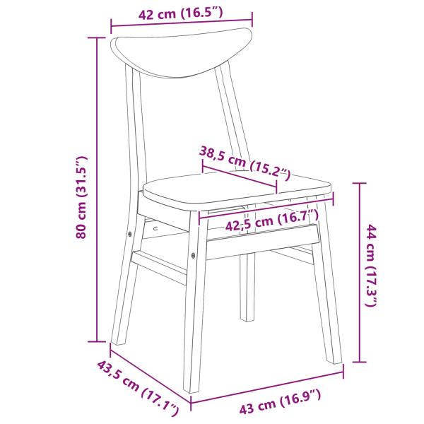 Esszimmerstühle 2 pcs Weiß 42 x 47.5 x 81 cm Massives Gummiholz
