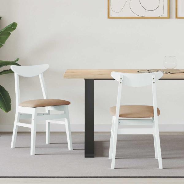 ARDEBO.de - Esszimmerstühle 2 pcs Weiß 42 x 47.5 x 81 cm Massives Gummiholz