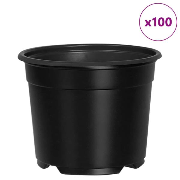 Runder Blumentopf 100 Stk. Schwarz Ø 10 x 8 cm Kunststoff