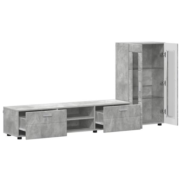 TV-Schrankset mit Schubladen mit Regal Beton Grau Holzwerkstoff